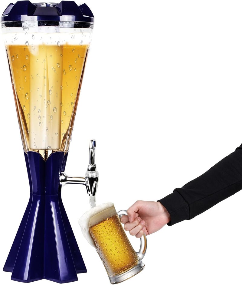 SERdeerCH 3L Beer Tower Drink Dispenser with Ice Tube & LED Light - Ideal for Home, Bar, Party - Image 1